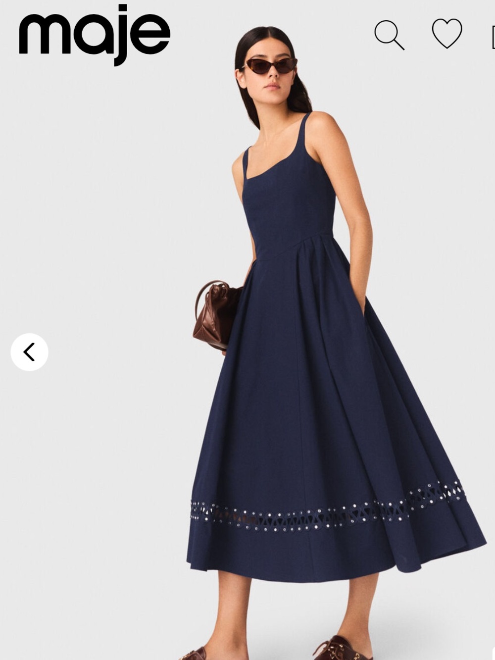 Maje Flared Midi Dress XS Navy Blue Flared Dress